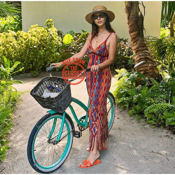 ZARA V-Neck Fringe Hem Multicolor Midi Dress NWT | Size M/L - Picture 14 of 16